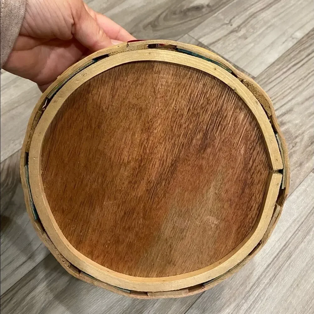 Split Oak Christmas Round Basket Double Handles‎ 7-1/2